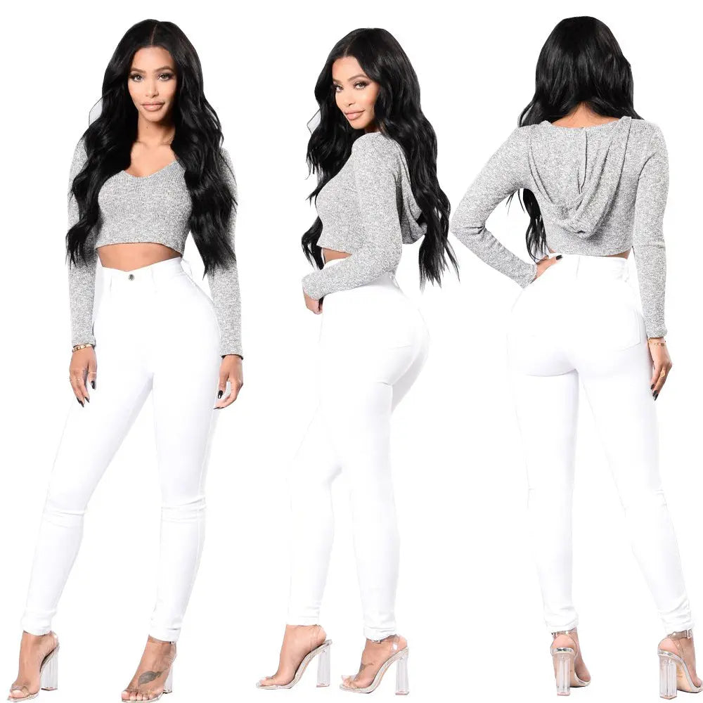 Autumn European and American style fashionable black high elasticity small foot plus size hip lifting women&