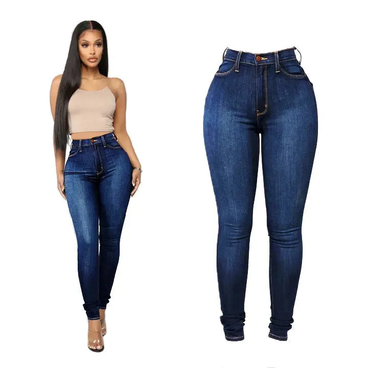 Autumn European and American style fashionable black high elasticity small foot plus size hip lifting women&