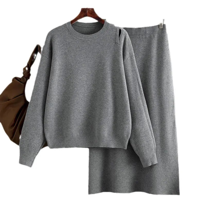 Two Pieces Outfit Women Casual 2 Piece Knit Sweater Skirt Sets Knitted Women Clothing - Everyday Curves