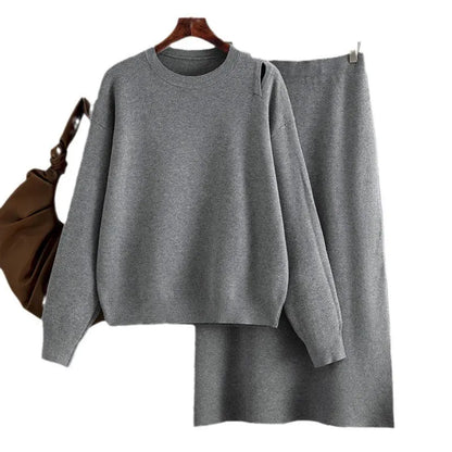 Two Pieces Outfit Women Casual 2 Piece Knit Sweater Skirt Sets Knitted Women Clothing - Everyday Curves