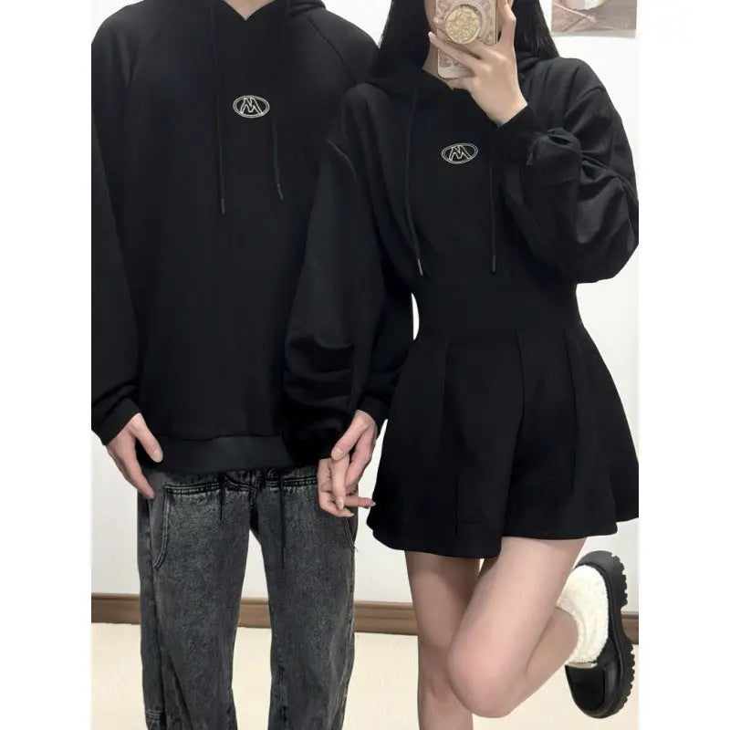 Couple Matching Outfits Autumn Casual Plus Size Hoodie for Women and Dress - Everyday Curves