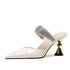French sexy fashionable outer wear rhinestone sandals for women with pointed toe high heels - Everyday Curves