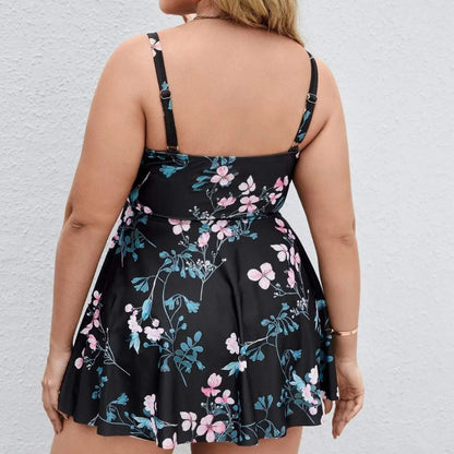 floral printed plus size bikini swimsuit