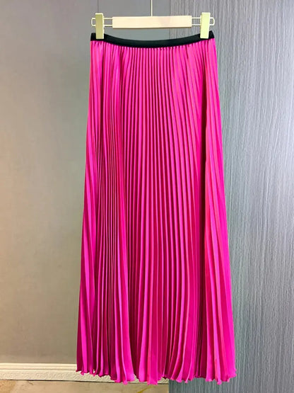 Elegant Plus-Size Pleated Chiffon Top &amp; Skirt Set