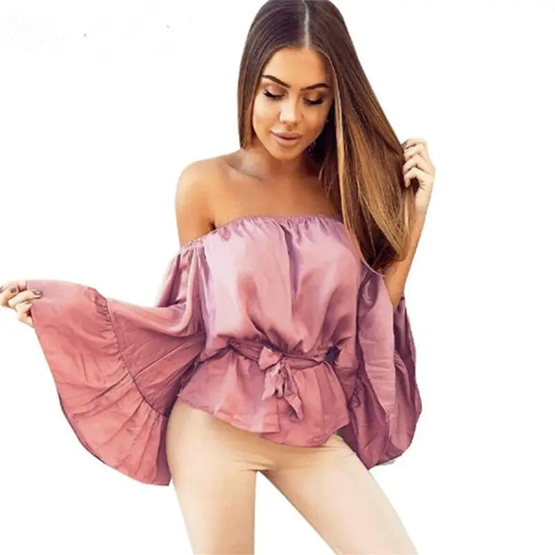 Blouse Korean Woman Tunic Tops for Women Slash Neck Butterfly Sleeve Black Fashion Elegant Blouse Women Plus Size New Chic Women - Everyday Curves