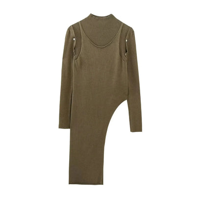 asymmetric knit sweater set
