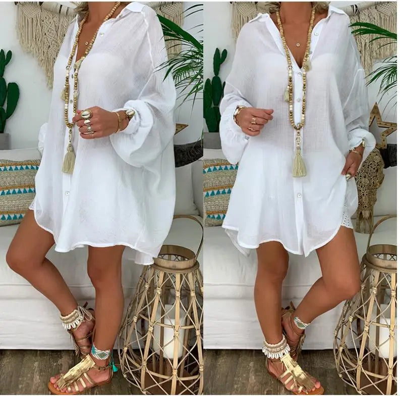 Cotton Linen Shirts Plus Size Women&