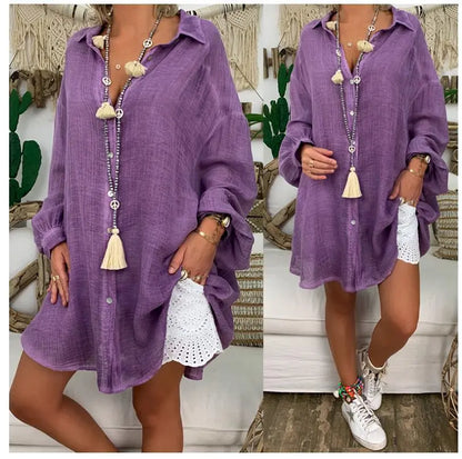 Cotton Linen Shirts Plus Size Women&