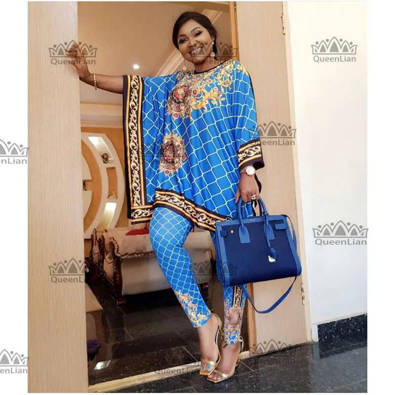 2 Piece Set Africa Clothes African Dashiki New Dashiki Fashion Suit (Top And Trousers) Super Elastic Party Plus Size For Lady - Everyday Curves