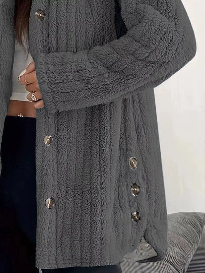 Full Size Fleece Button Up Hooded Outerwear Plus Size 24