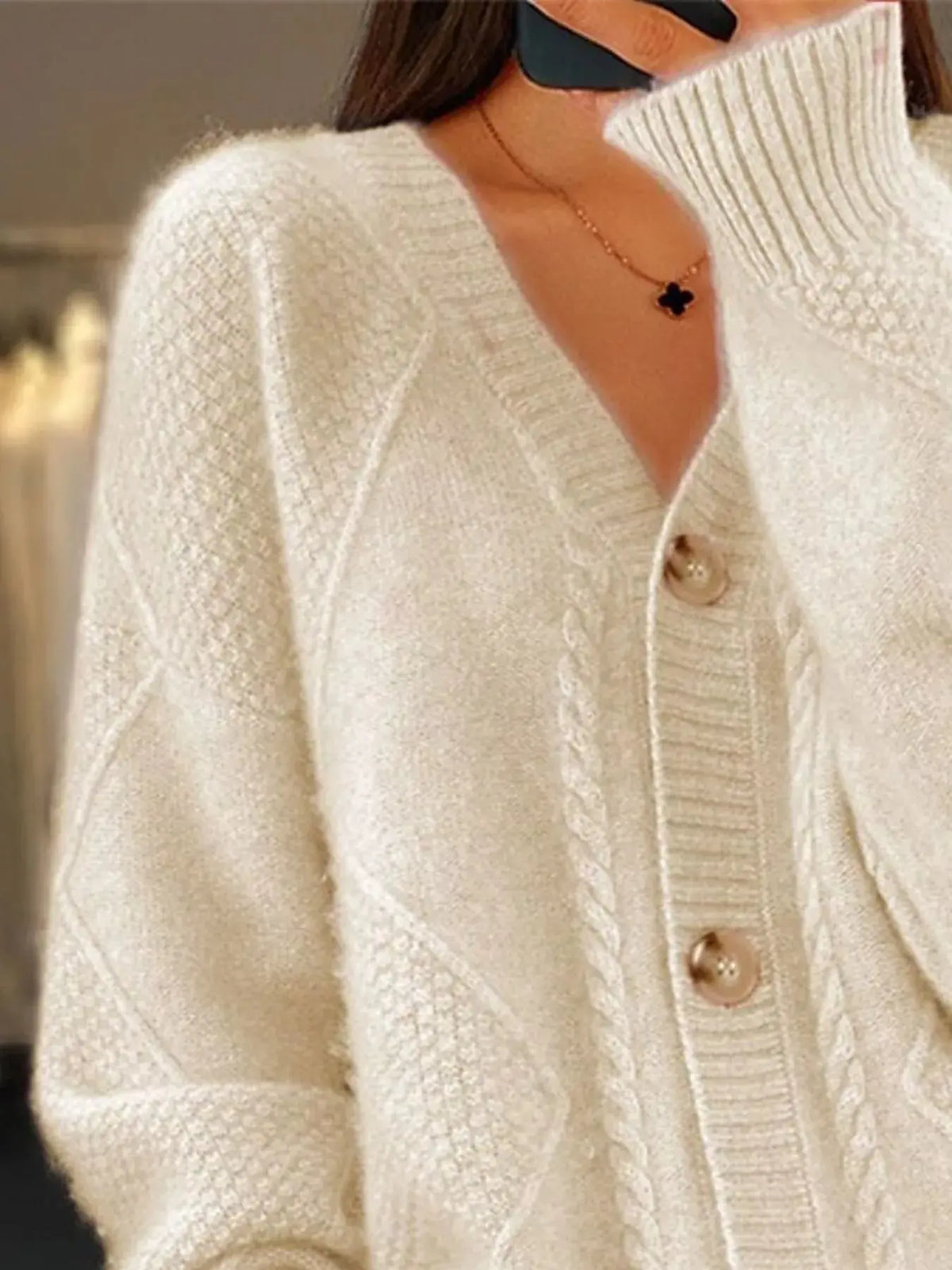 Full Size Textured Knit Button-Down Cardigan Plus Size 1