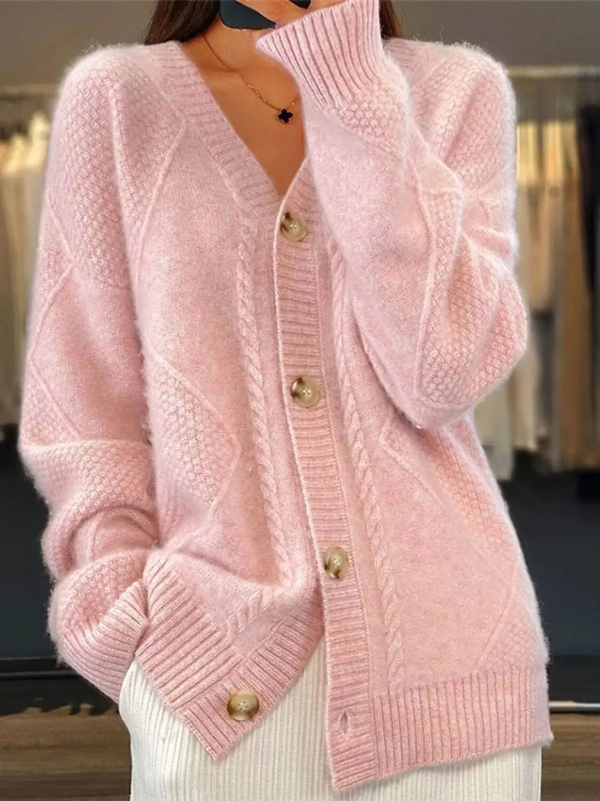 Full Size Textured Knit Button-Down Cardigan Plus Size 3