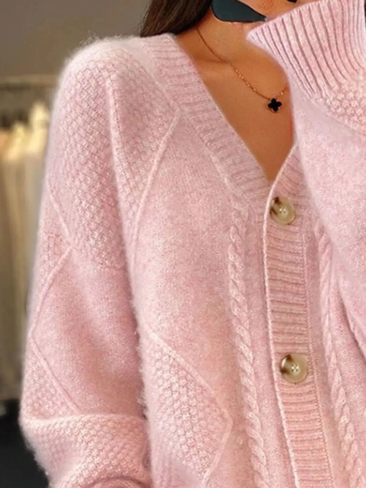Full Size Textured Knit Button-Down Cardigan Plus Size4