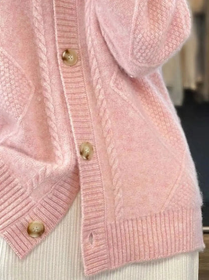 Full Size Textured Knit Button-Down Cardigan Plus Size 101
