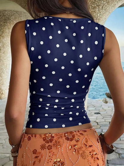 Polka Dot Scoop Neck Tank 002