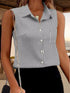 Button Up Sleeveless Shirt Classic Collared 11