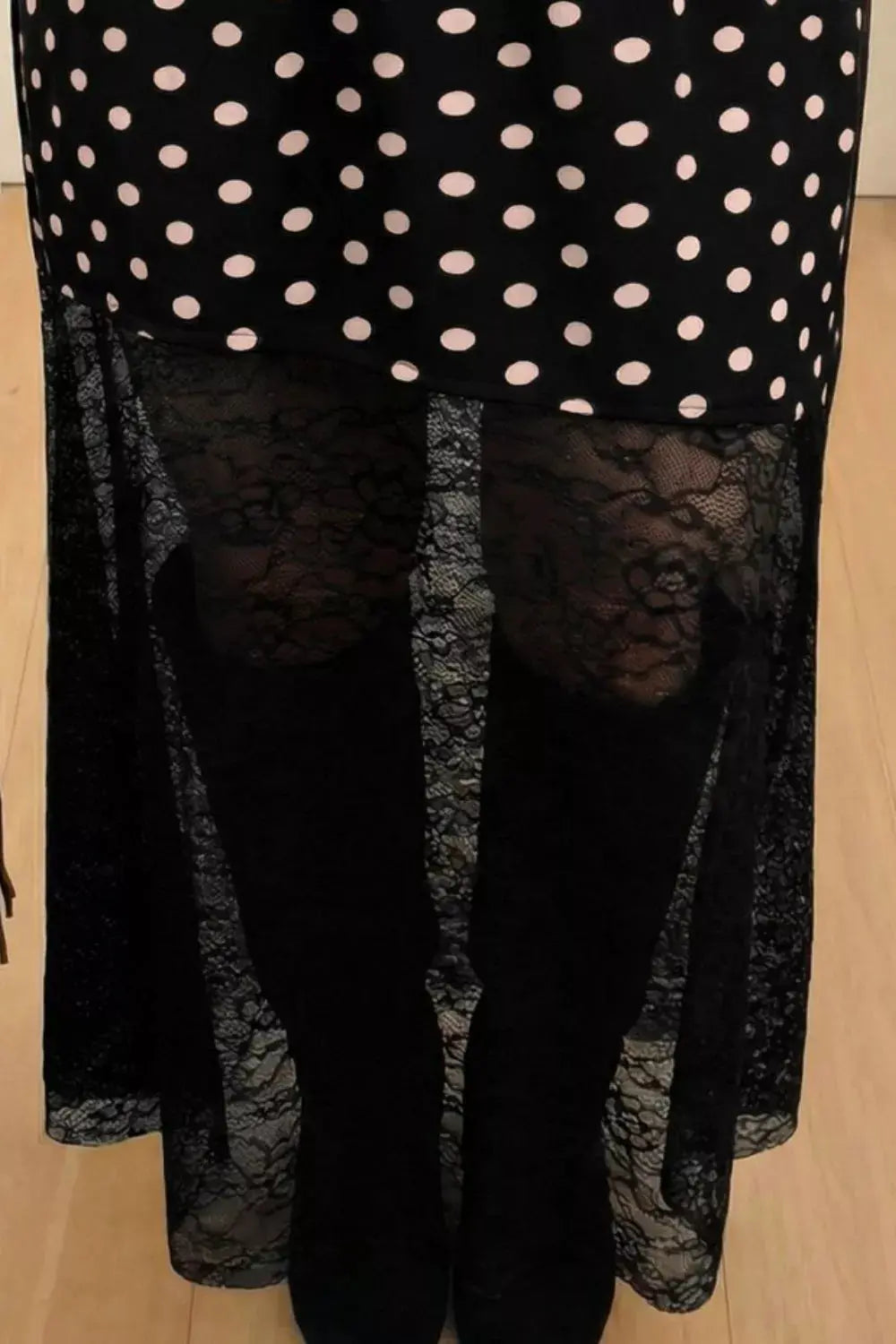 Polka Dot Patchwork Lace Maxi Skirt 2
