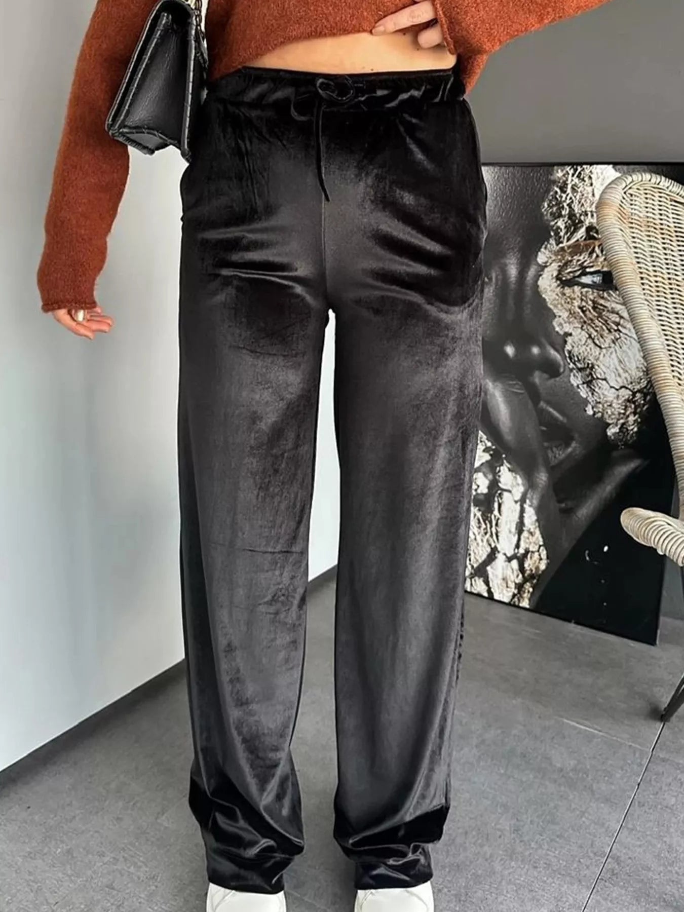 Velvet Wide Leg Pants 1