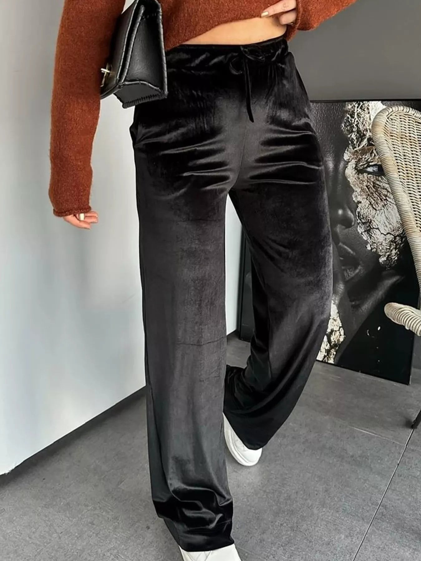 Velvet Wide Leg Pants 2