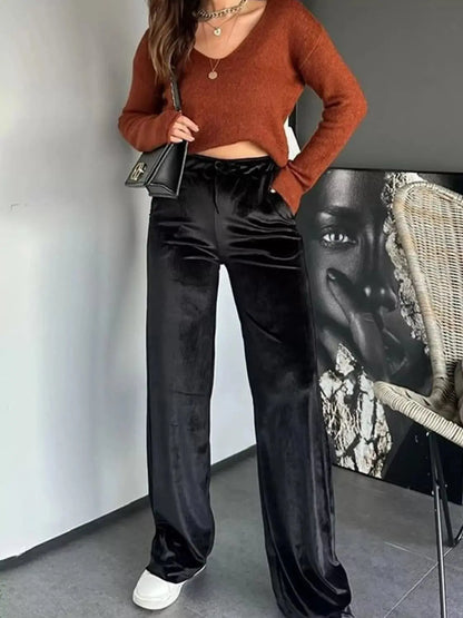 Velvet Wide Leg Pants 3