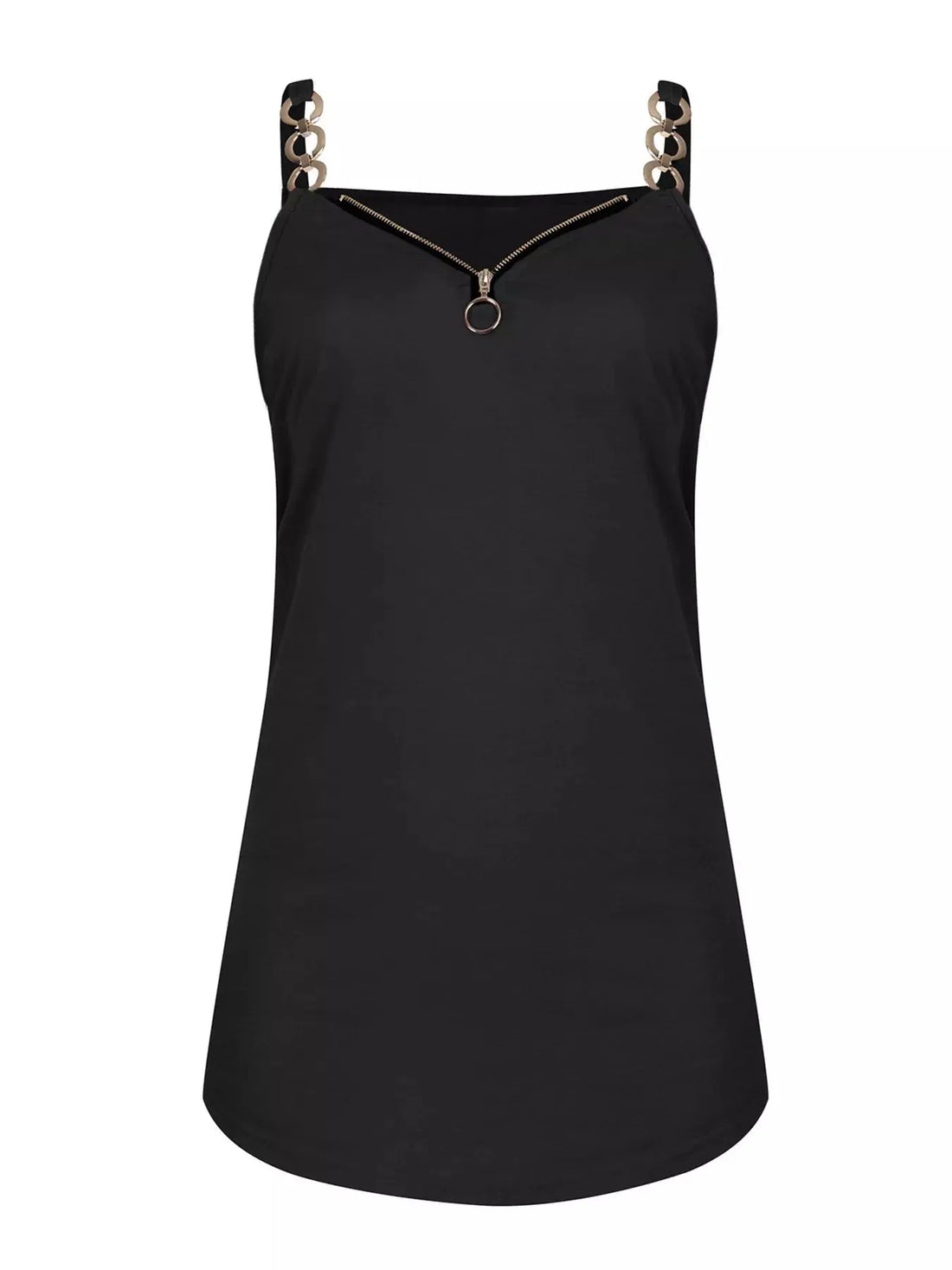 Zipper Detail Chain Strap Cami 