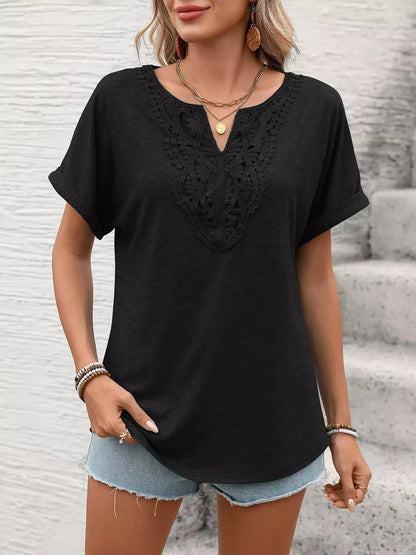 Lace Trim Short Sleeve T-Shirt 8