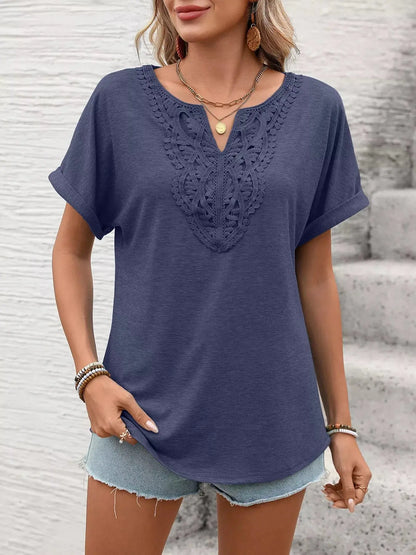 Lace Trim Short Sleeve T-Shirt 08
