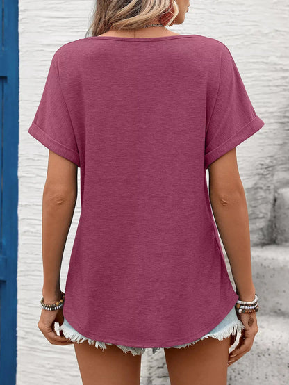 Lace Trim Short Sleeve T-Shirt 007