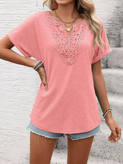 Lace Trim Short Sleeve T-Shirt 000