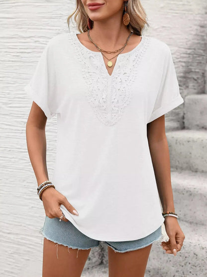 Lace Trim Short Sleeve T-Shirt 0004