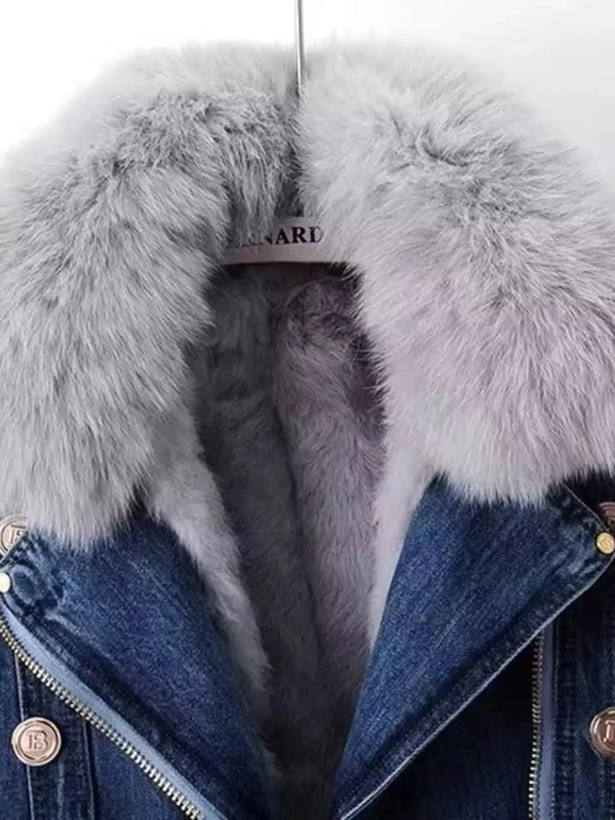 Full Size Faux Fur Collar Denim Jacket Plus Size 8