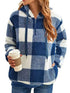 Full Size Plaid Sherpa Drawstring Hoodie Plus Size 