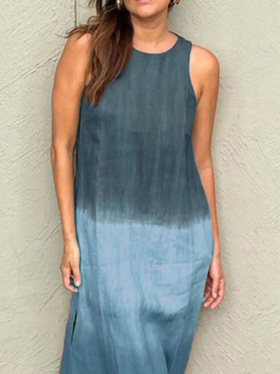 Full Size Sleeveless Gradient Tank Midi Dress Plus Size 1