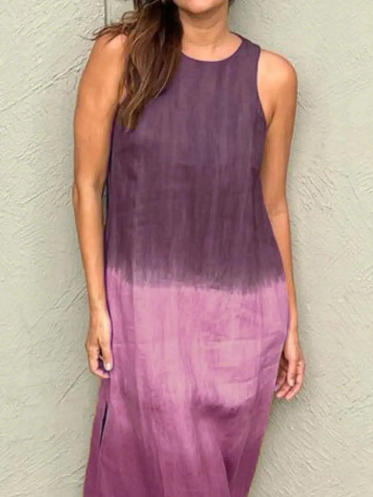 Full Size Sleeveless Gradient Tank Midi Dress Plus Size 14