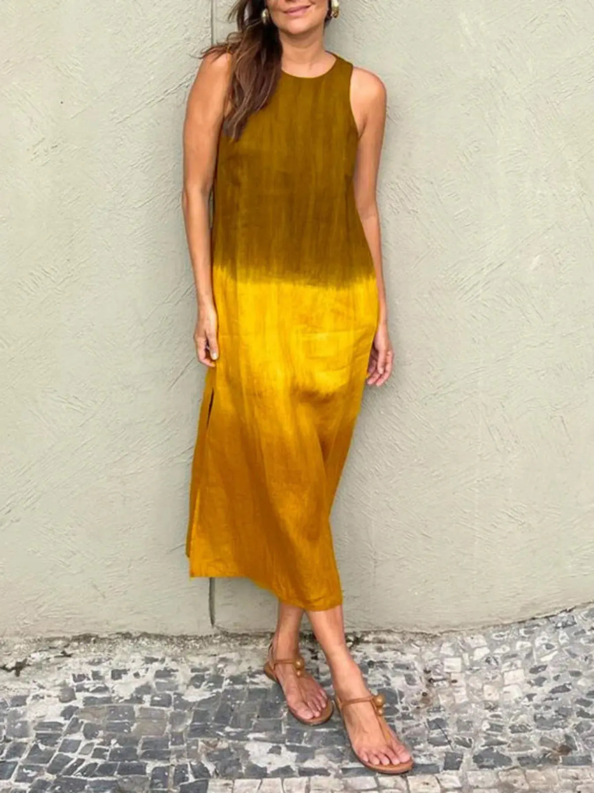 Full Size Sleeveless Gradient Tank Midi Dress Plus Size 16