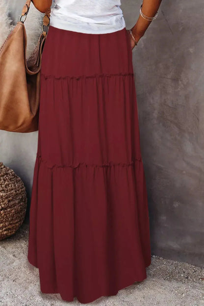  Drawstring Waist Maxi Skirt