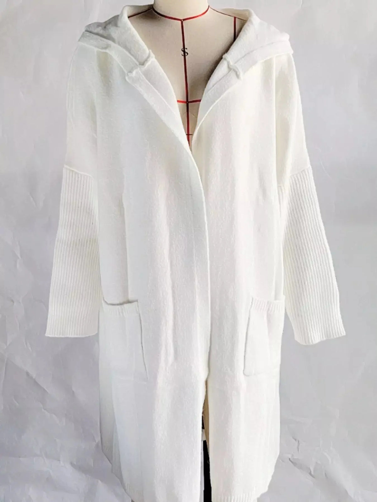 Full Size Hooded Knit Open Front Cardigan Plus Size12