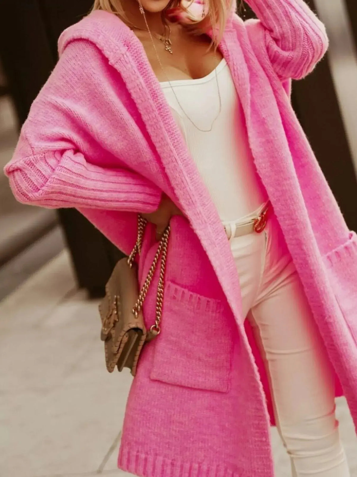 Full Size Hooded Knit Open Front Cardigan Plus Size5