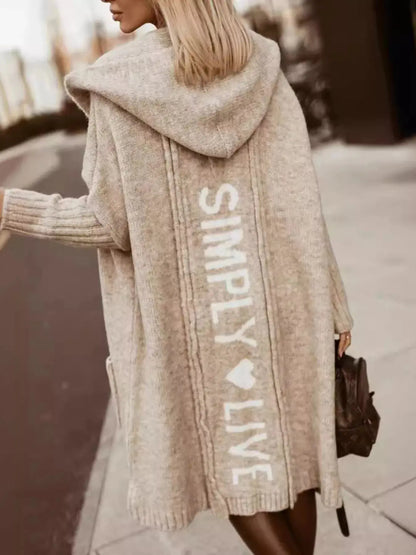Full Size Hooded Knit Open Front Cardigan Plus Size1