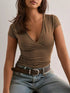 Ruched Short Sleeve Fitted T-Shirt 