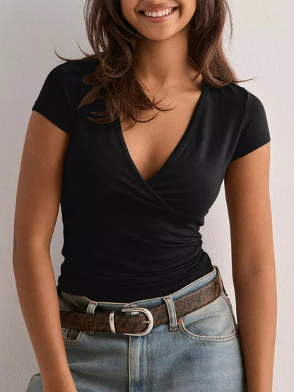 Ruched Short Sleeve Fitted T-Shirt 8
