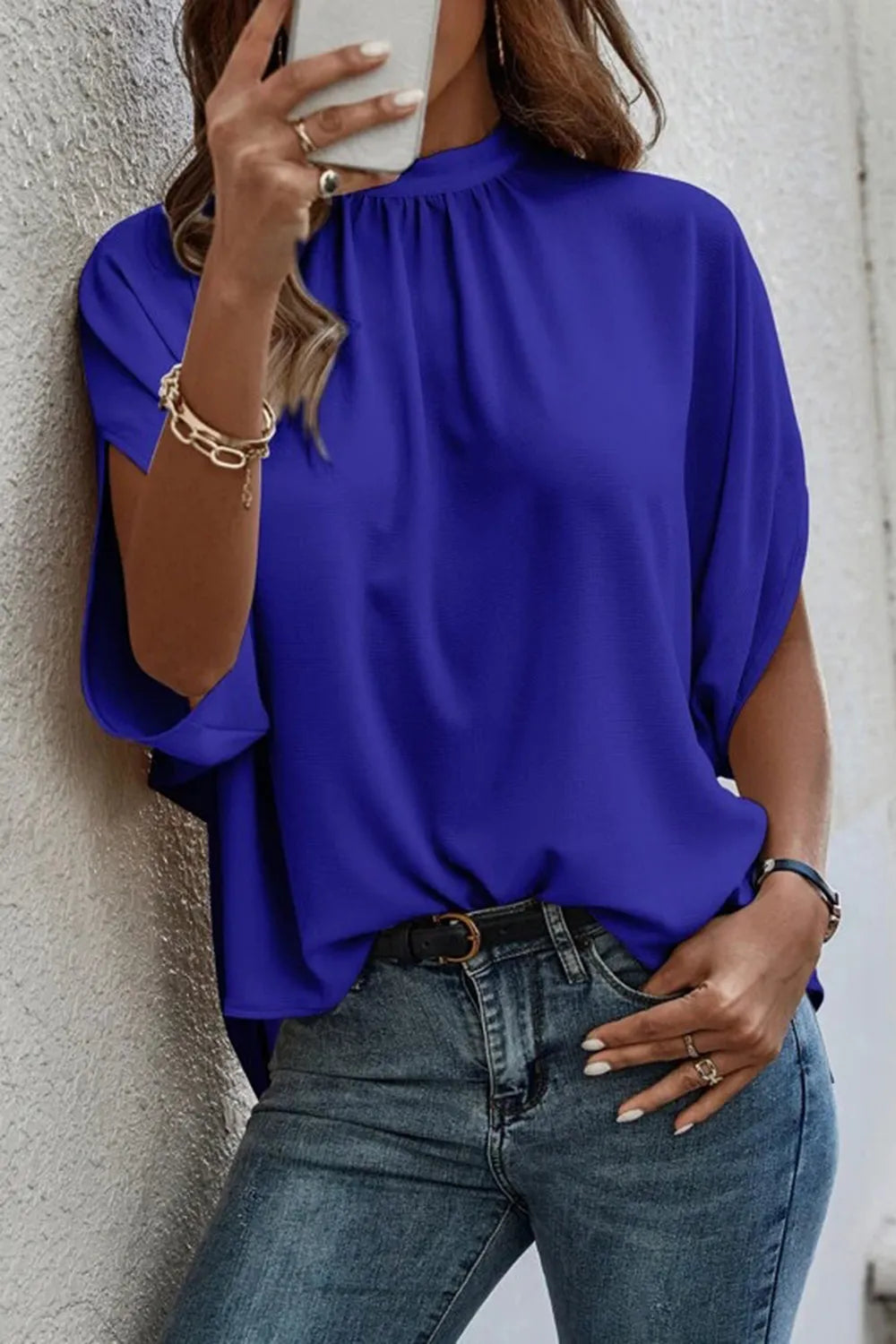 Tie Back Slit Half Sleeve Blouse 6