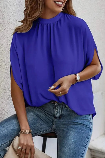Tie Back Slit Half Sleeve Blouse 8