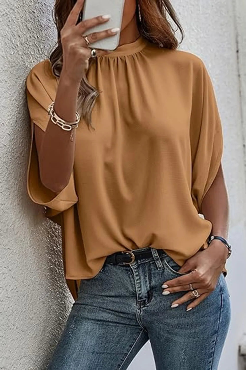 Tie Back Slit Half Sleeve Blouse 9