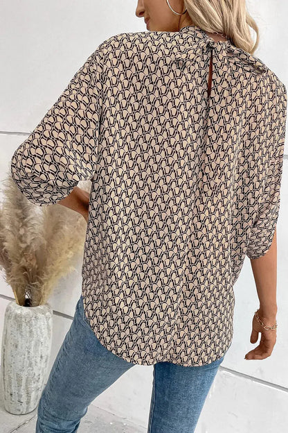 Tie Back Slit Half Sleeve Blouse 04