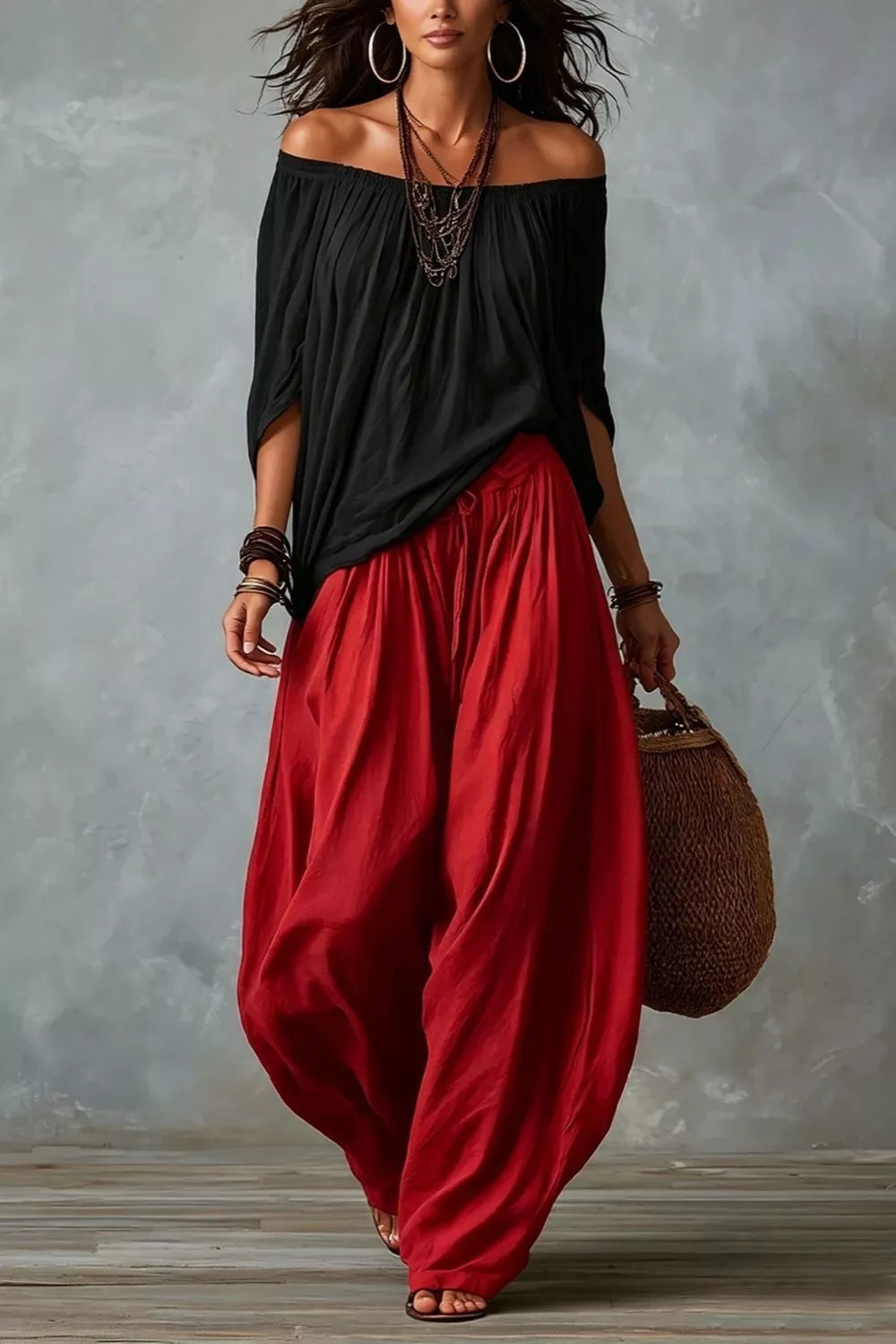 Off-Shoulder Top and Wide-Leg Pants 2
