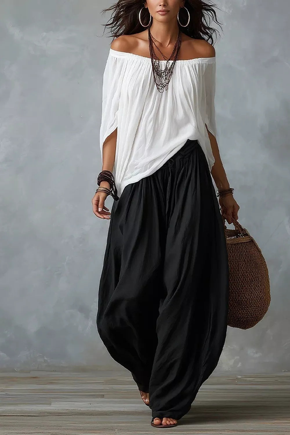Off-Shoulder Top and Wide-Leg Pants 3