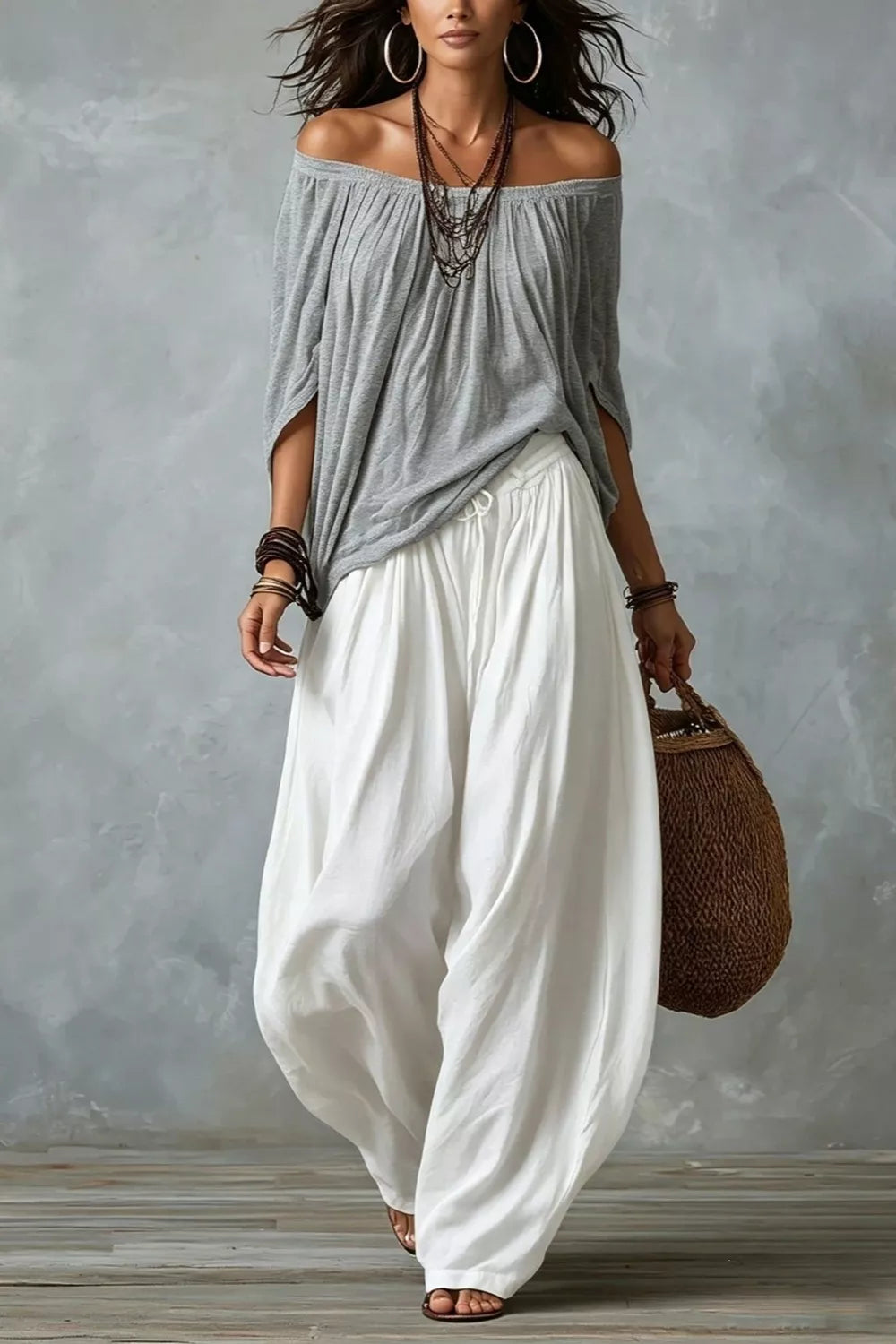 Off-Shoulder Top and Wide-Leg Pants 6