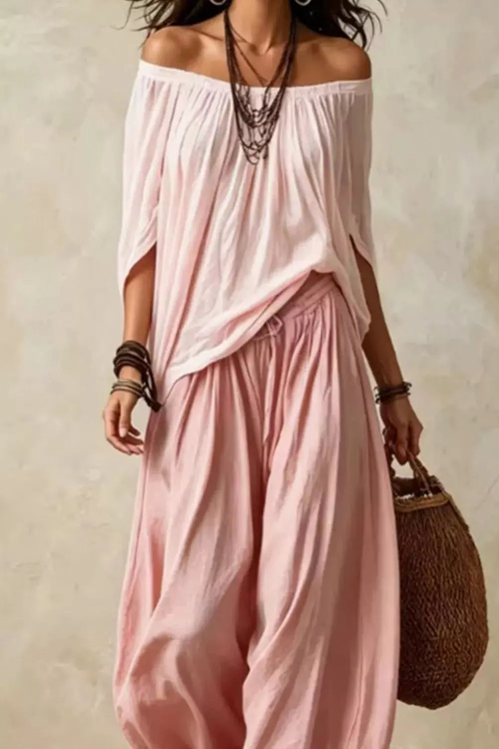 Off-Shoulder Top and Wide-Leg Pants 9
