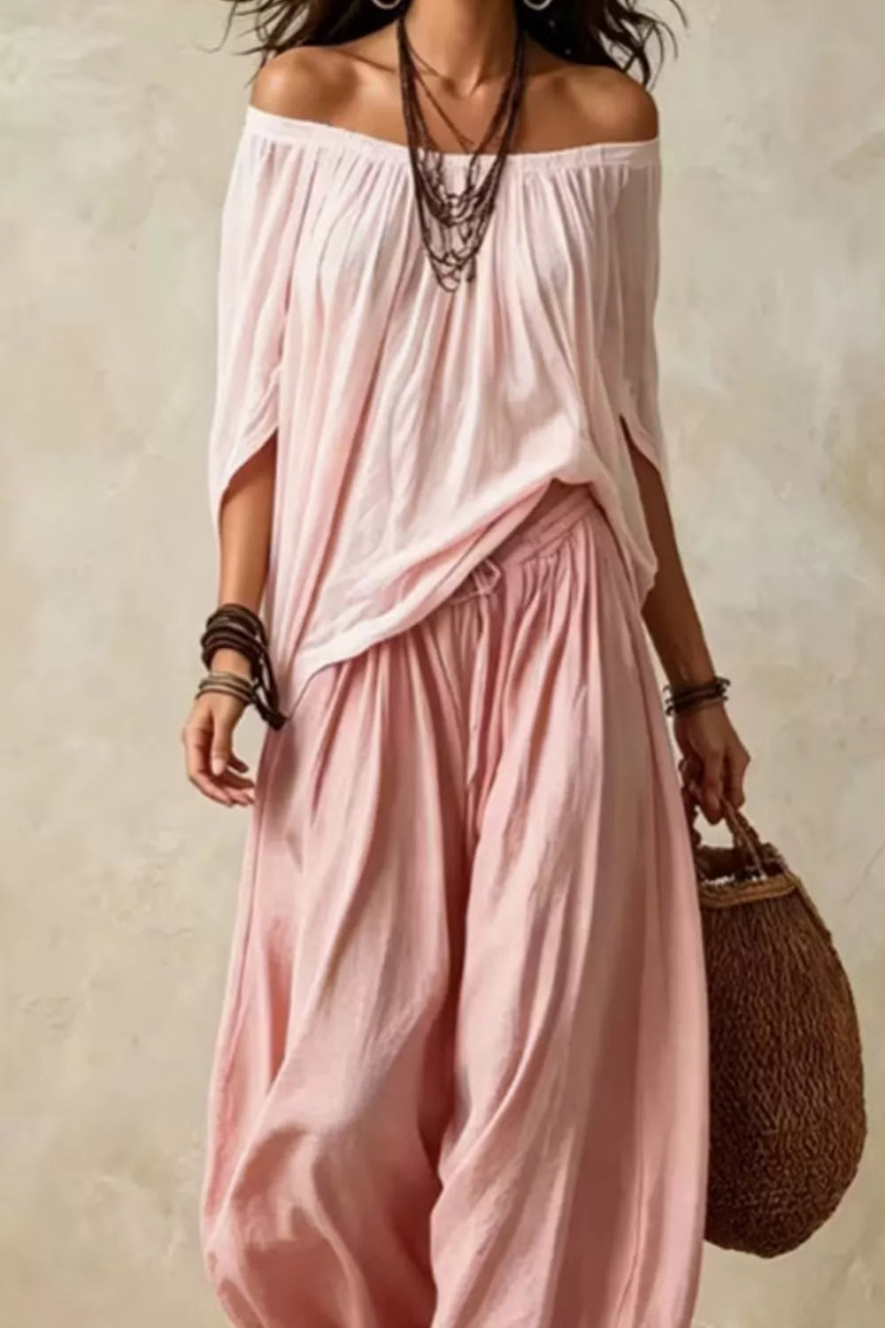 Off-Shoulder Top and Wide-Leg Pants 9